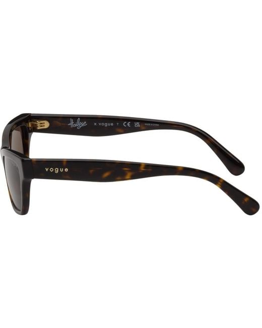 Vogue Eyewear Black Tortoiseshell Hailey Bieber Edition Rectangular Sunglasses