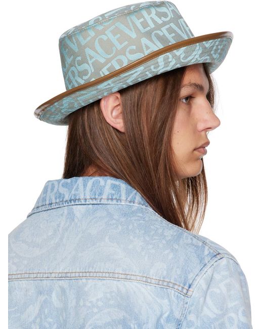 Versace Blue Allover Bucket Hat for men