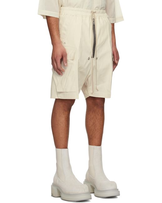メンズ Rick Owens オフホワイト Hollywood Cargobela ショートパンツ Natural