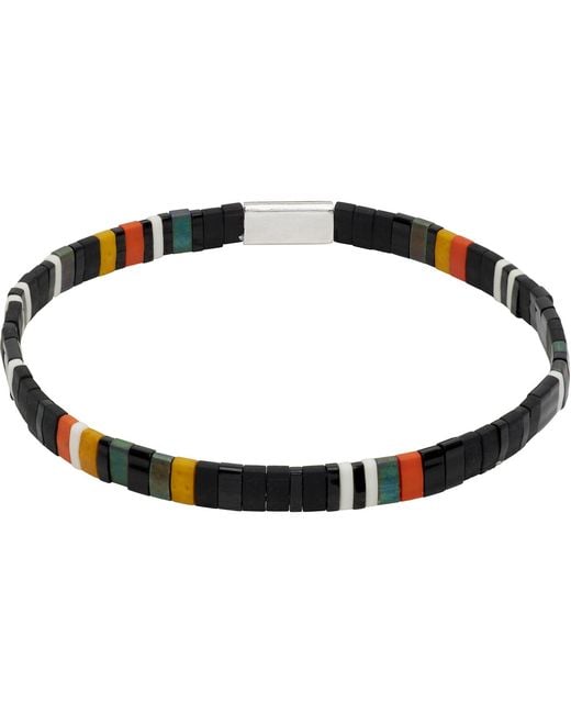 Paul Smith Black Flat Bead Bracelet for men