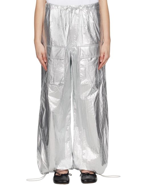 Pantalon argenté en tyvek® MM6 by Maison Martin Margiela en coloris White