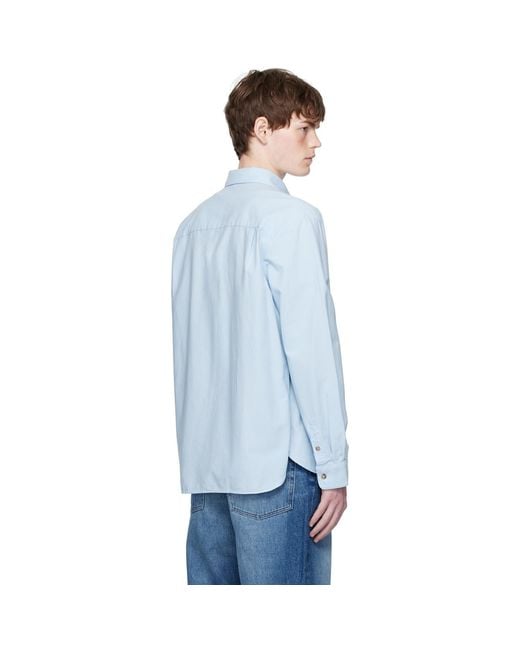 A.P.C. Blue Mateo Logo Shirt for men