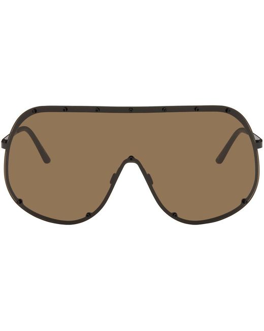 Rick Owens Black & Brown Shield Sunglasses