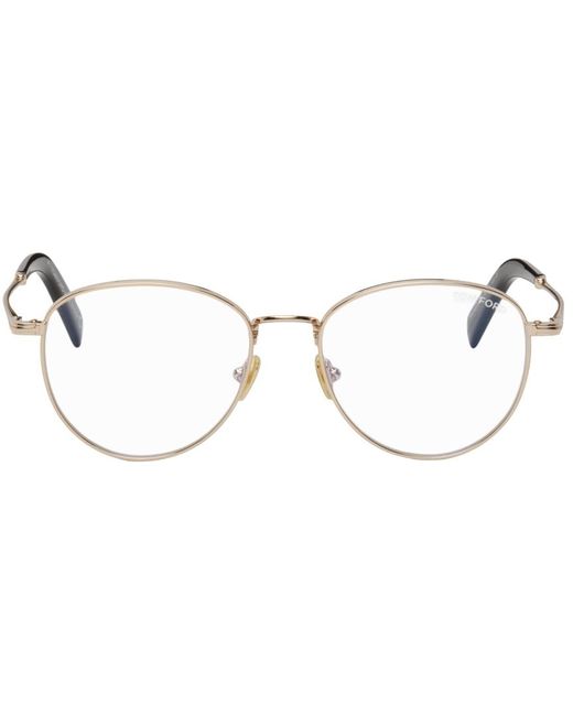 Tom Ford Black Gold Round Glasses for men