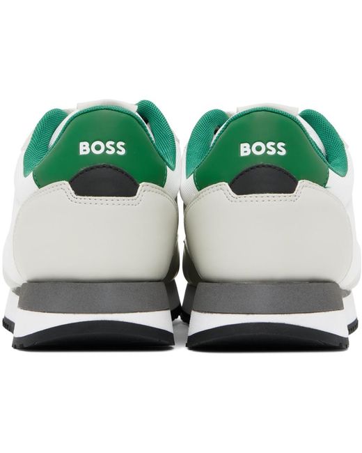 Baskets blanc et vert à panneaux Boss pour homme en coloris White