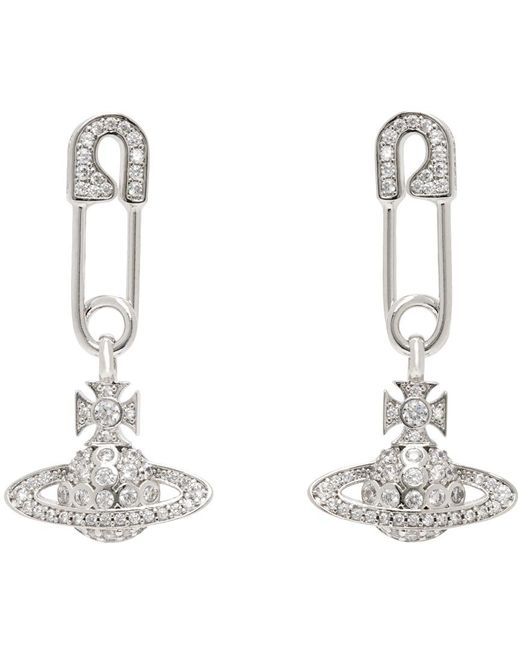Vivienne Westwood White Silver Lucrece Earrings for men