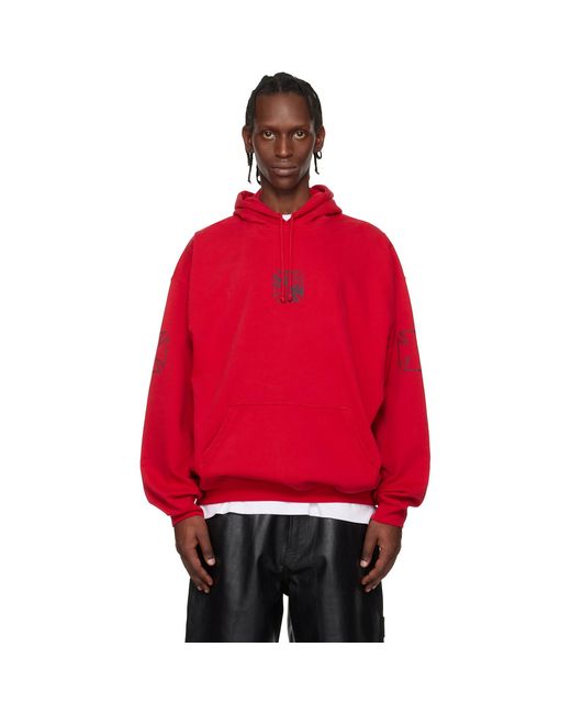 Vetements Red Tripple Biker Cross Logo Hoodie for men