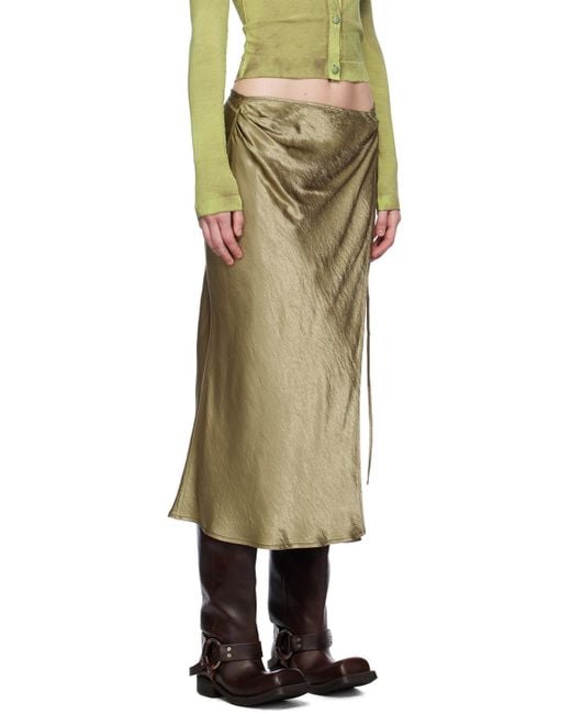 Acne Green Khaki Wrap Midi Skirt