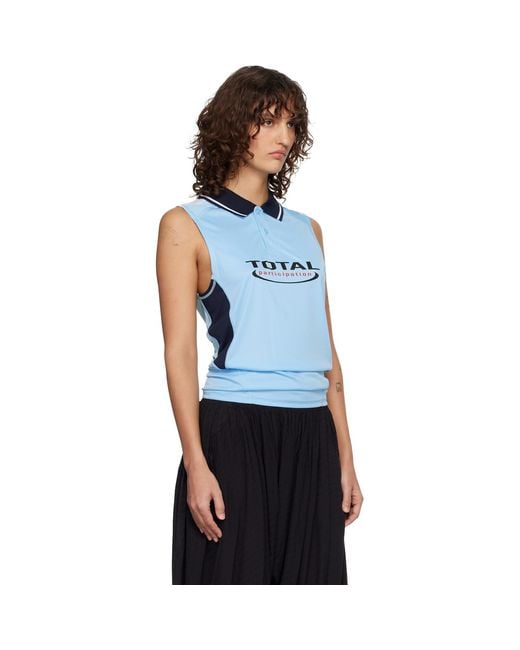 Martine Rose Blue Shrunken Stretch Football Vest Tank Top
