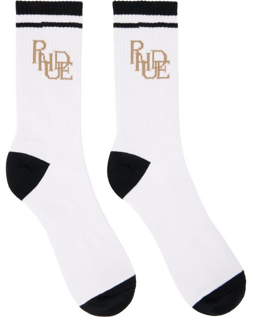 Rhude White & Black Scribble Logo Socks for men