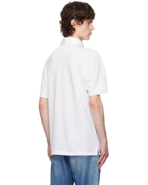 メンズ Brioni ホワイト コットンピケ ポロシャツ White