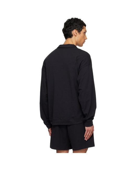 Skims Black Jersey Lounge Relaxed Quarter Zip Pullover Sweatshirt for men