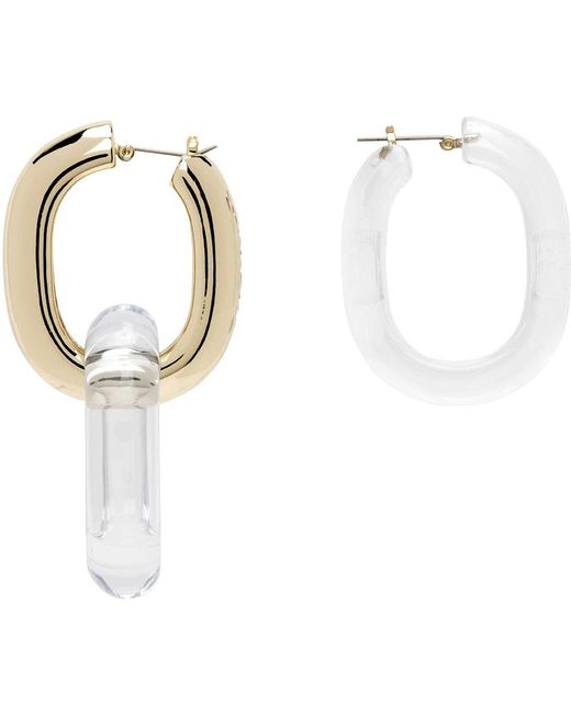 Sacai White Gold Big Chain Earrings