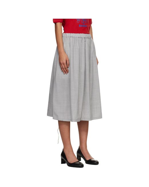 Comme des Garçons Black Wool Tropical Colour Stripe Midi Skirt