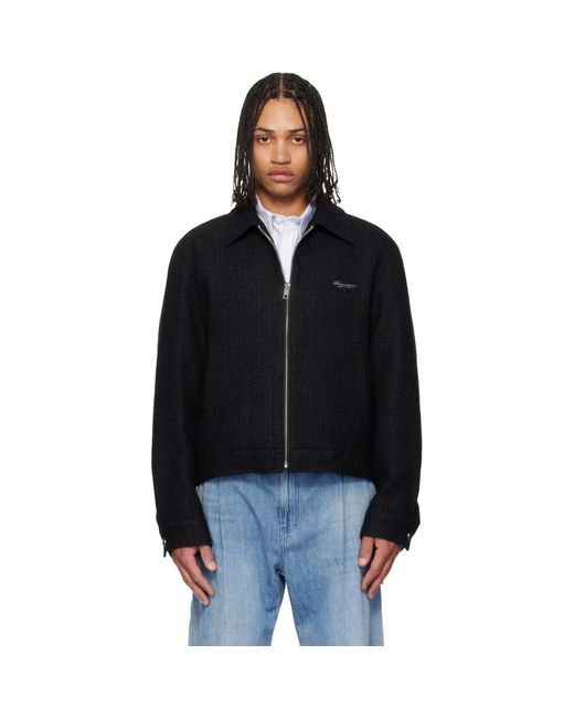 Wooyoungmi Black Tweed Zip-Up Jacket for men