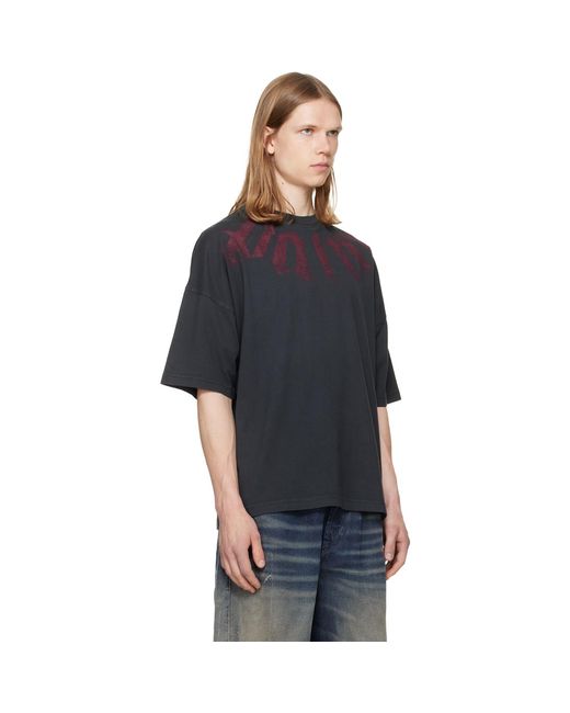 Palm Angels Black Big Neck Logo Loose T-Shirt for men