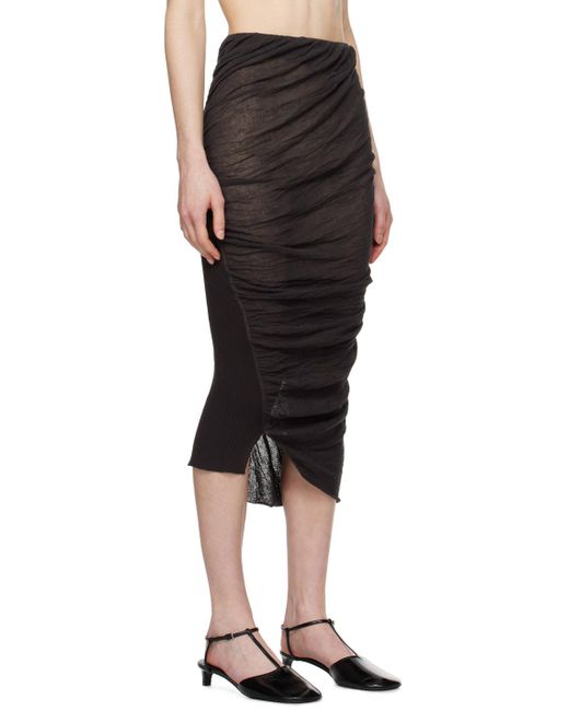 Issey Miyake Black Twisted Midi Skirt