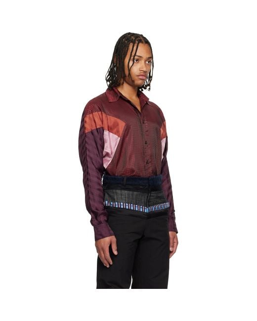 Edward Cuming Red Burgundy Sag Arm Flex Shirt for men