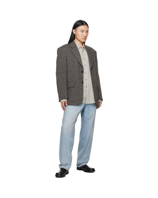 MM6 by Maison Margiela Gray Wool Tweed Blazer for men