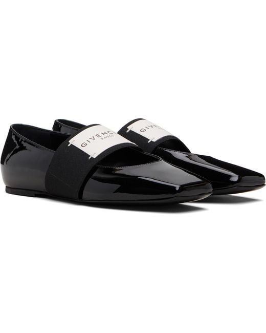 Givenchy Black Sliced Square Patent Leather Ballerina Flats