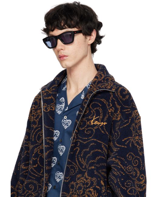 Kenzo Blue and Black Patterned Sunglasses Kenzo Eyewear Men main image 3