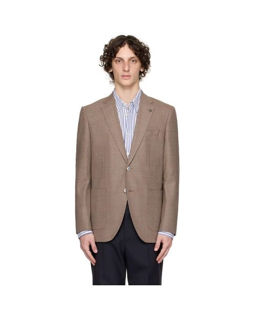 Boss Black Regular-Fit Patterned Wool Blend Blazer for men