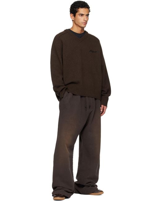 Acne Black Wool V-Neck Sweater for men