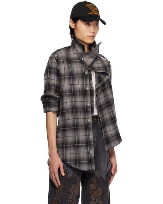 Y. Project Gray & Black Snap Off Shirt for men