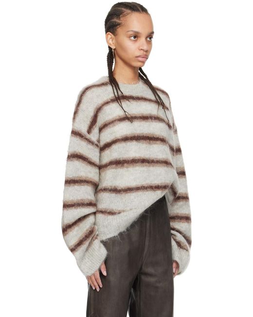 Acne Brown Gray & Burgundy Stripe Sweater