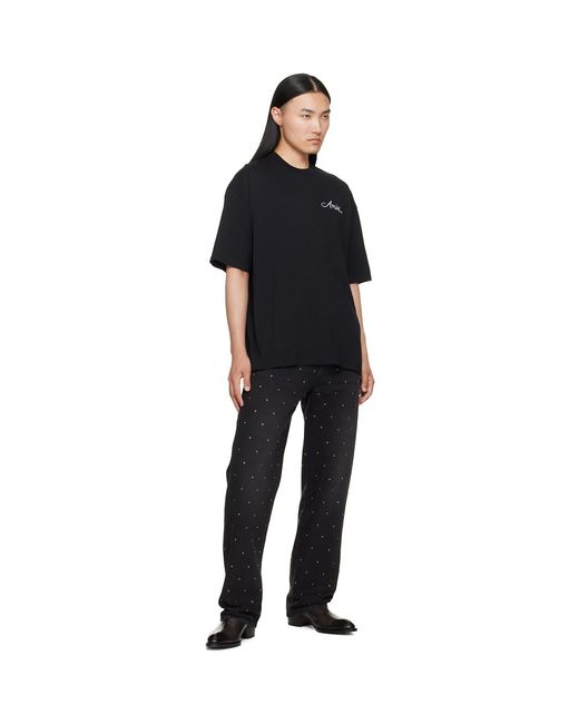 Amiri Black Ma Quad Checkerboard Oversized T-Shirt for men