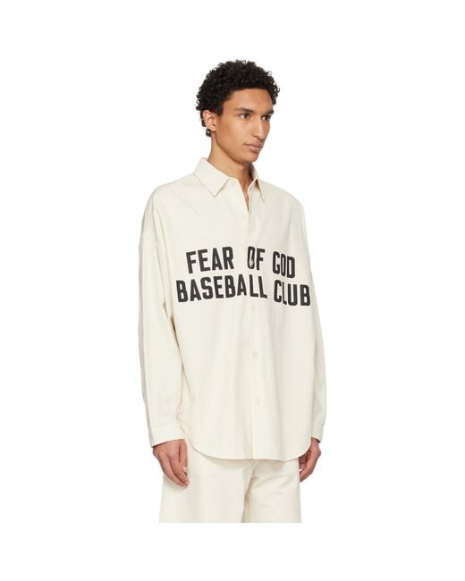 Fear Of God White Off- Garment Dyed Cotton Relaxed Shirt for men