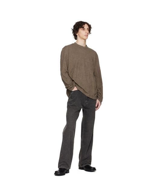Our Legacy Black Khaki Big Longsleeve T-Shirt for men