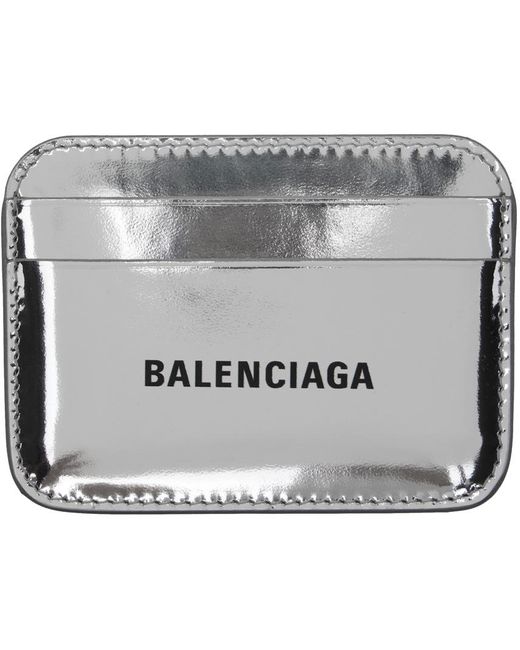 Balenciaga Gray Silver Printed Card Holder