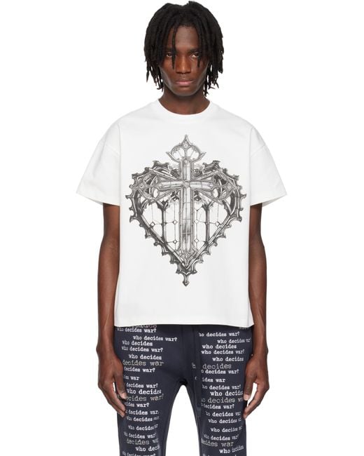 メンズ Who Decides War ホワイト Sacred Heart 半袖 Tシャツ White