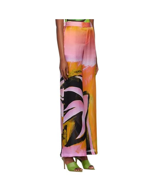 Louisa Ballou Orange Wide-Leg Trousers