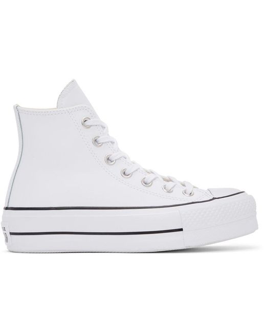 Converse White Leather Chuck Taylor All Star Lift High Sneakers in ...