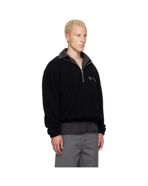 Rier Black Polar Fleece Sweater for men