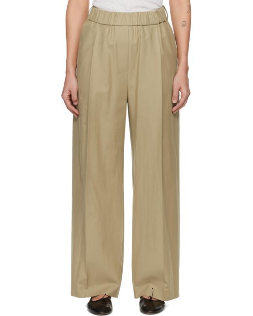 【RECTO】 CONTRAST BACK BANDING WIDE PANTS RECTO. Contrast Back Banding Wide Trousers in Natural | Lyst