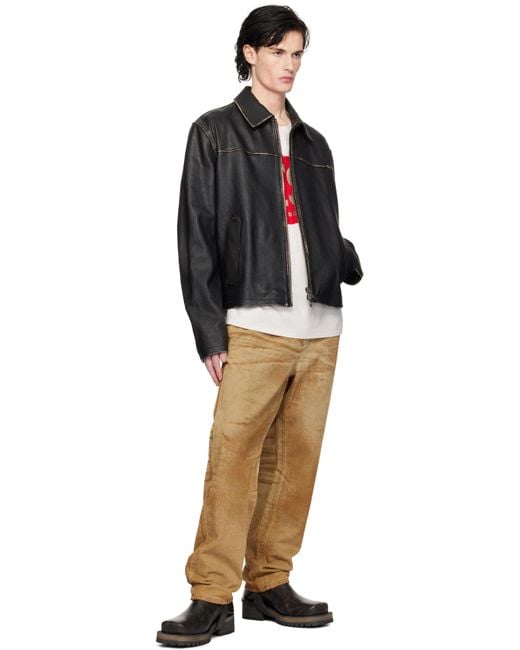 DIESEL Black L-Blixia Leather Jacket for men