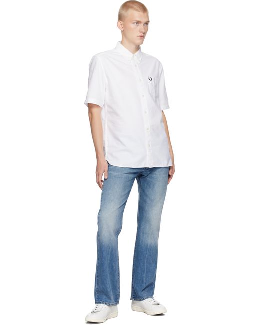 メンズ Fred Perry F Perry ホワイト オックスフォードシャツ White