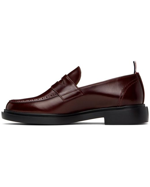 Thom Browne Black Burgundy Classic Penny Loafers for men