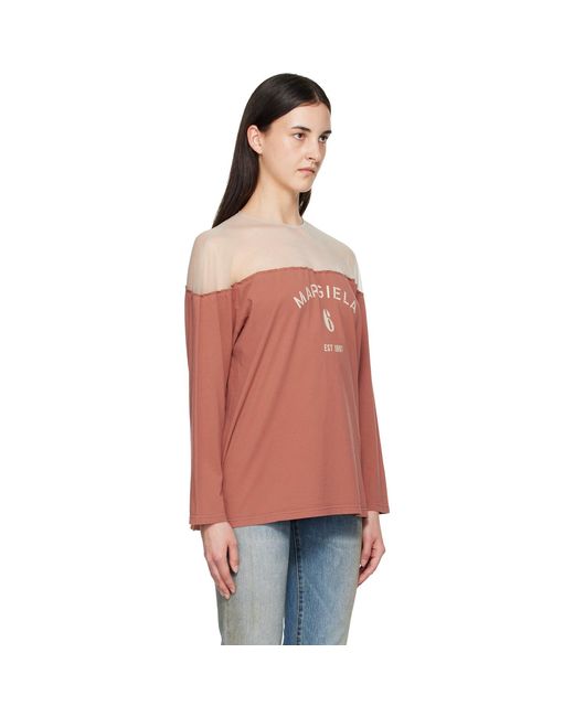 MM6 by Maison Margiela Red Tan Mannequin Print Jersey Top
