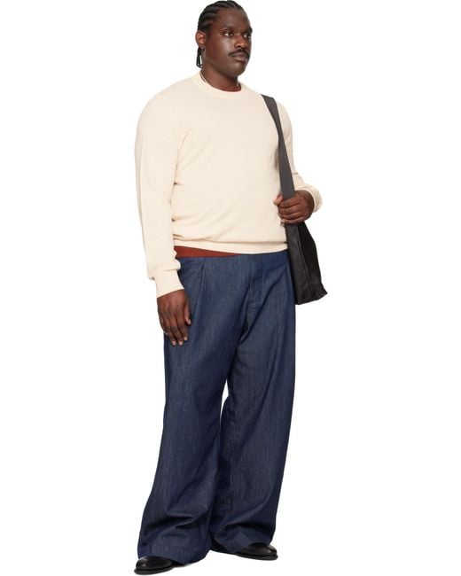 Boss Blue Off- Micro-Structured Cotton Sweater for men