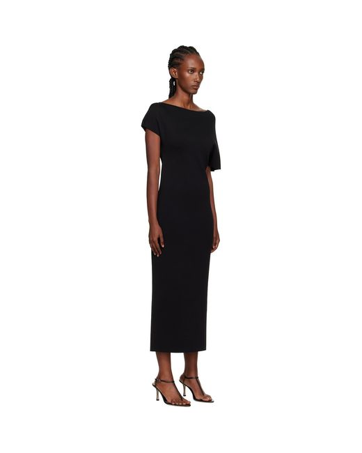 Rohe Black Asymmetrical Knitted Midi Dress