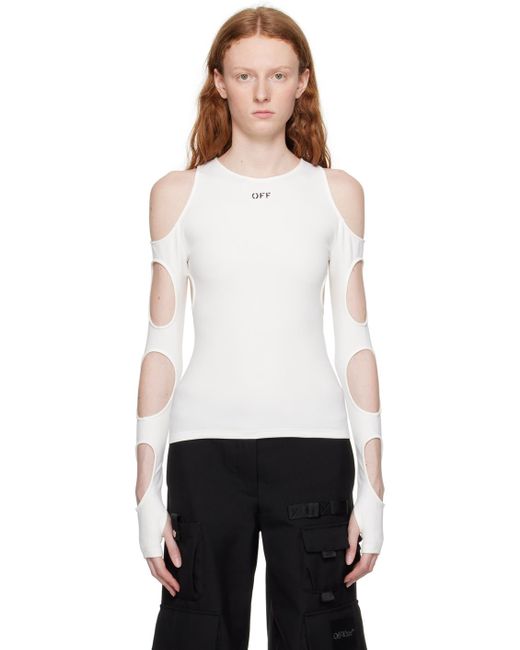 Off-White c/o Virgil Abloh White Sleek Holes Long Sleeve T-shirt