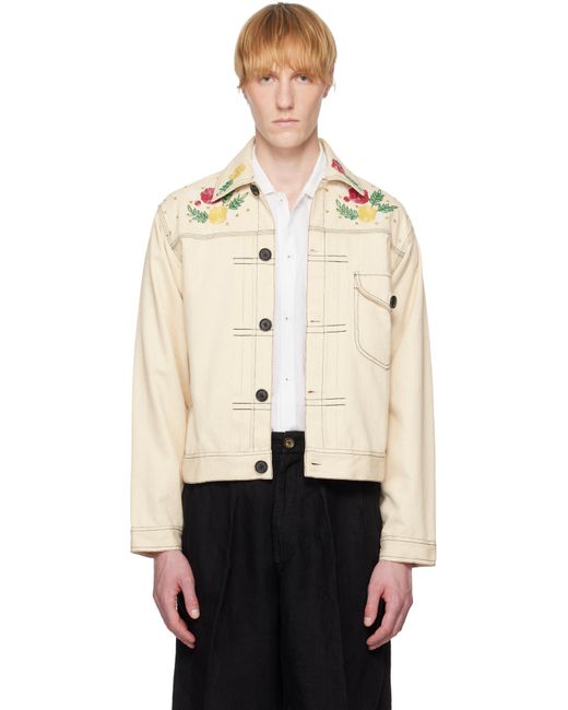HARAGO Natural Beadwork Cropped Jacket for men