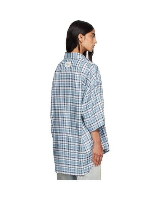 Acne Blue Checked Flannel Shirt