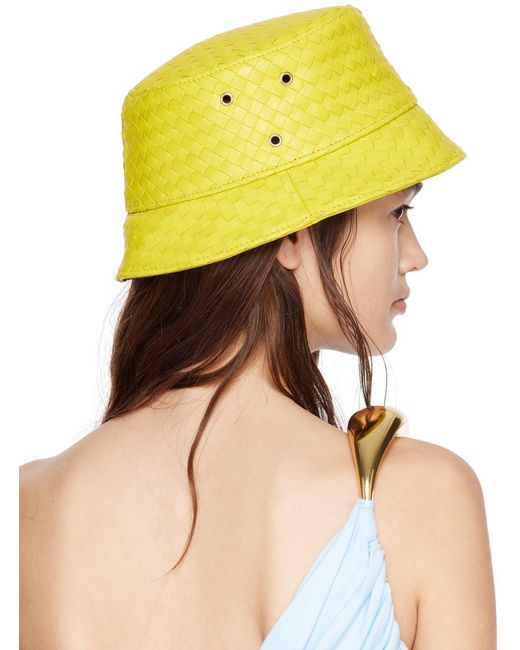 Bottega Veneta Green Yellow Intrecciato Bucket Hat