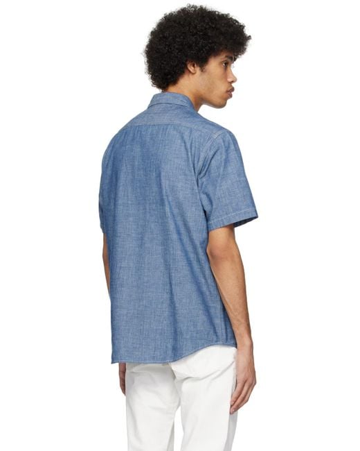 RRL Blue Spread Collar Shirt for men