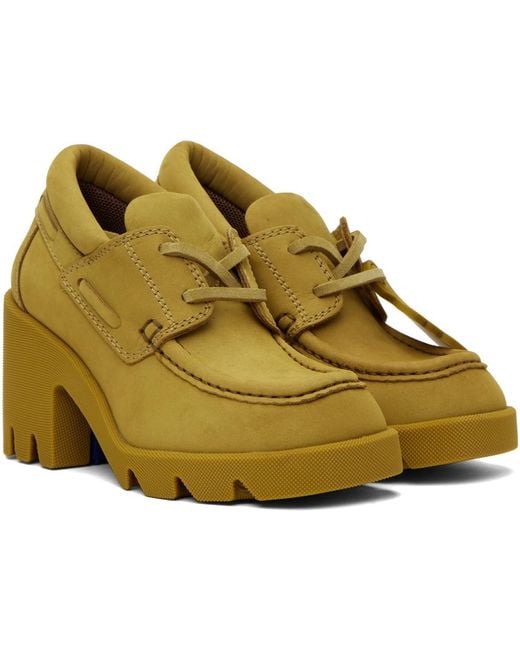 Burberry Yellow Nubuck Stride Loafers